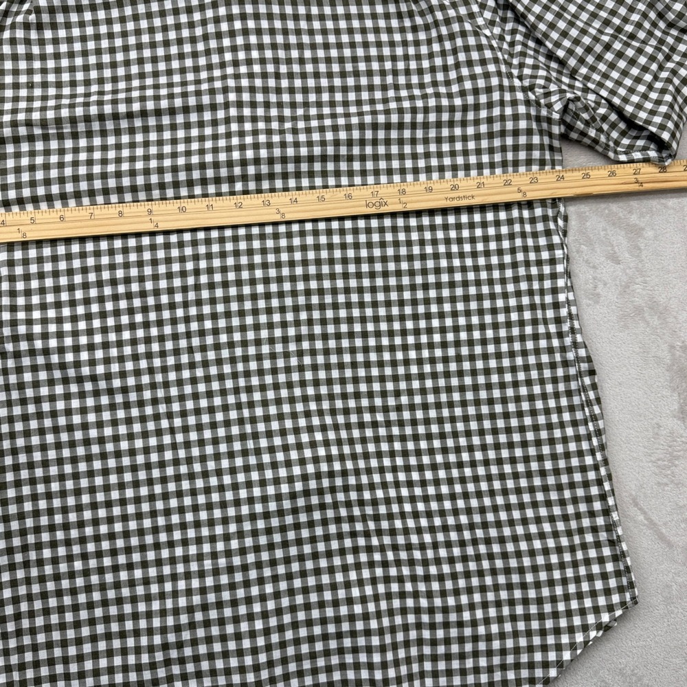 Magee 1866 Button Down Shirt Men XL Olive Green Gingham Check Cotton Long Sleeve - Picture 8 of 9